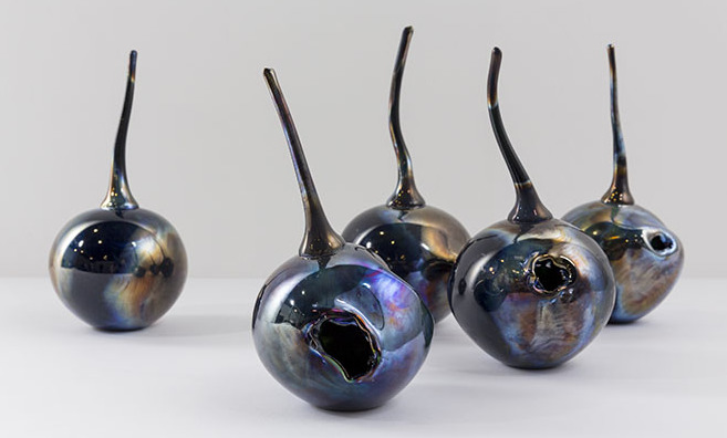 Round glass blown sculptures