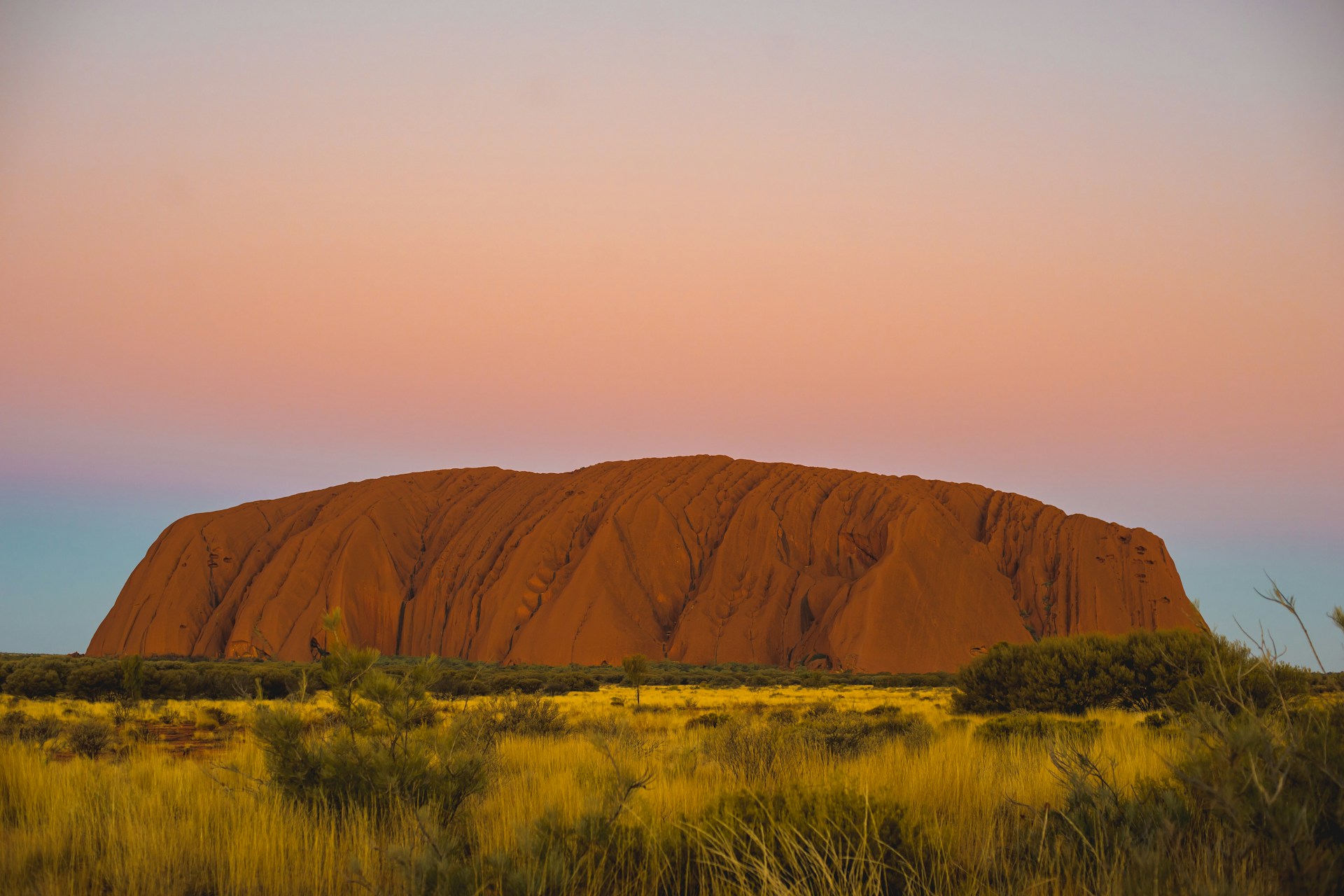 Uluru at sunset.