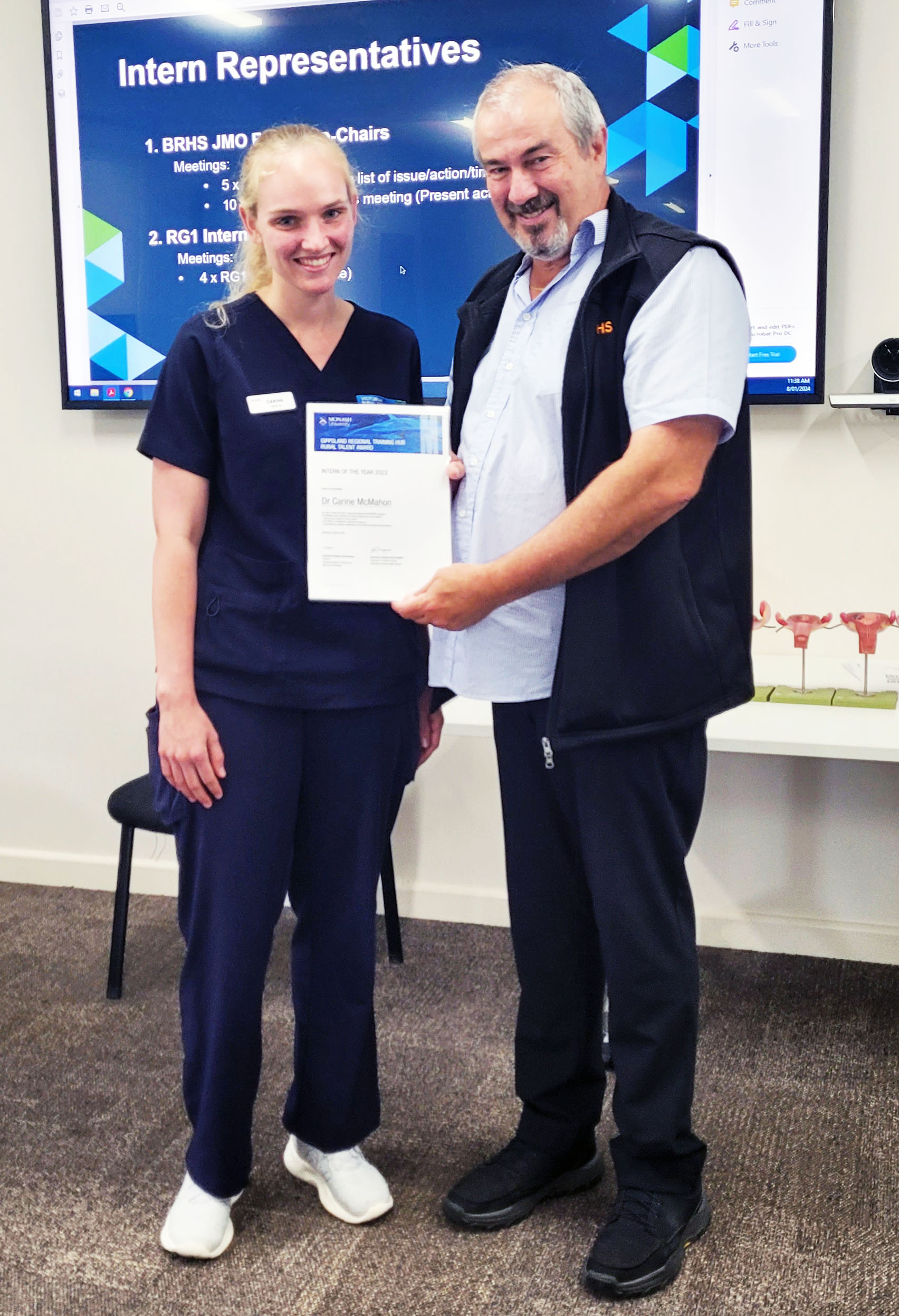 Carine McMahon with Associate Professor Gary Campain