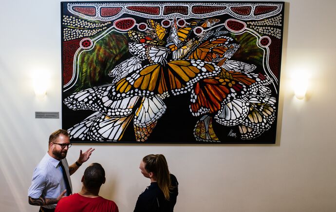 Group of people with butterfly