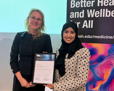 Bachelor of Health Sciences course director Professor Basia Diug with Aseel Katouri Bachelor of Health Sciences course director Professor Basia Diug with Aseel Katouri