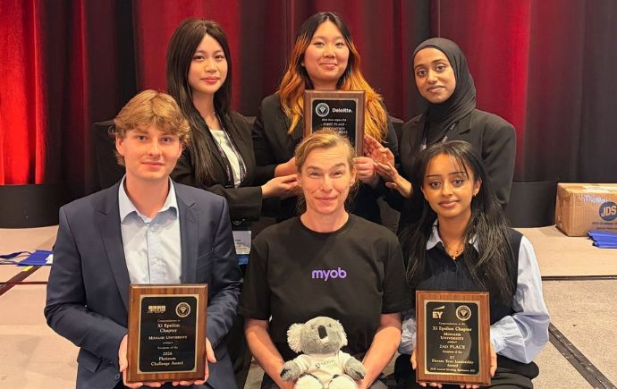KPMG Platinum Award recipients with faculty advisor Daniela Juric.