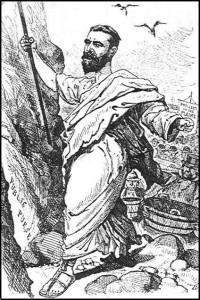 Figure 1:"Striking the Rock" - Alfred Deakin as Moses,Punch 3 June 1886