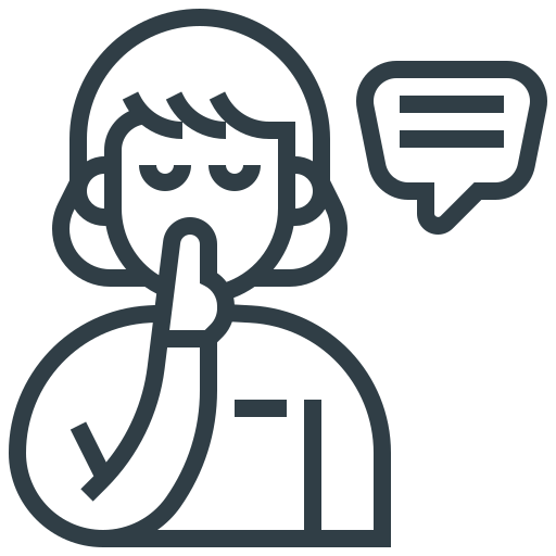 Lineart of medical professional making a 'shushing' motion