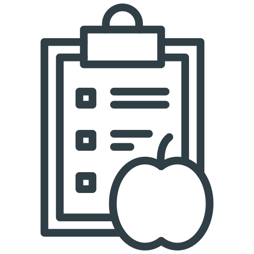 clipart of clipboard with an apple in front of it