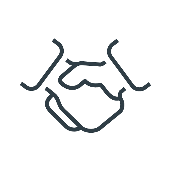 Lineart of hands shaking