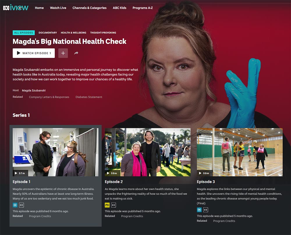 series webpage screenshot
