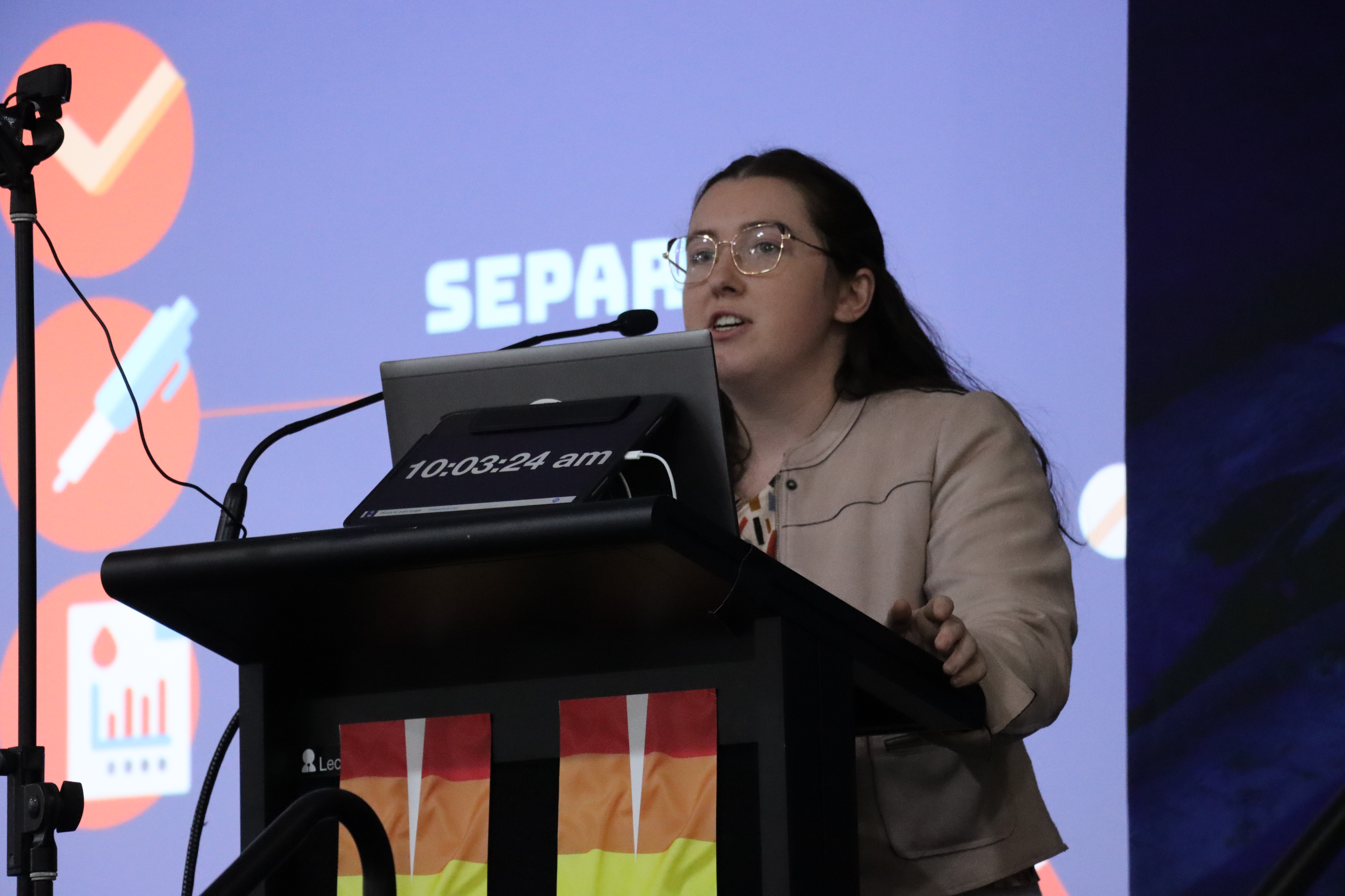 Monash medical student, Michaela Ryan, presents her work at DRIVERS 2023