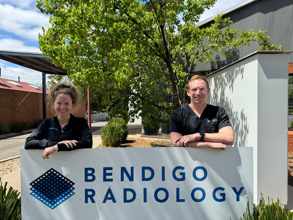 Sonographers Tim and Claire Proctor outside Bendigo Radiology