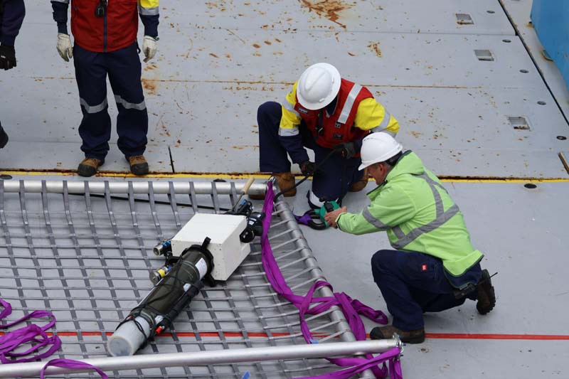 Argo float in net on RV Investigator deck