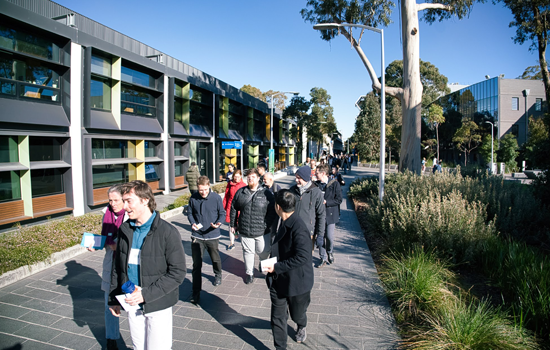people walking at Monash