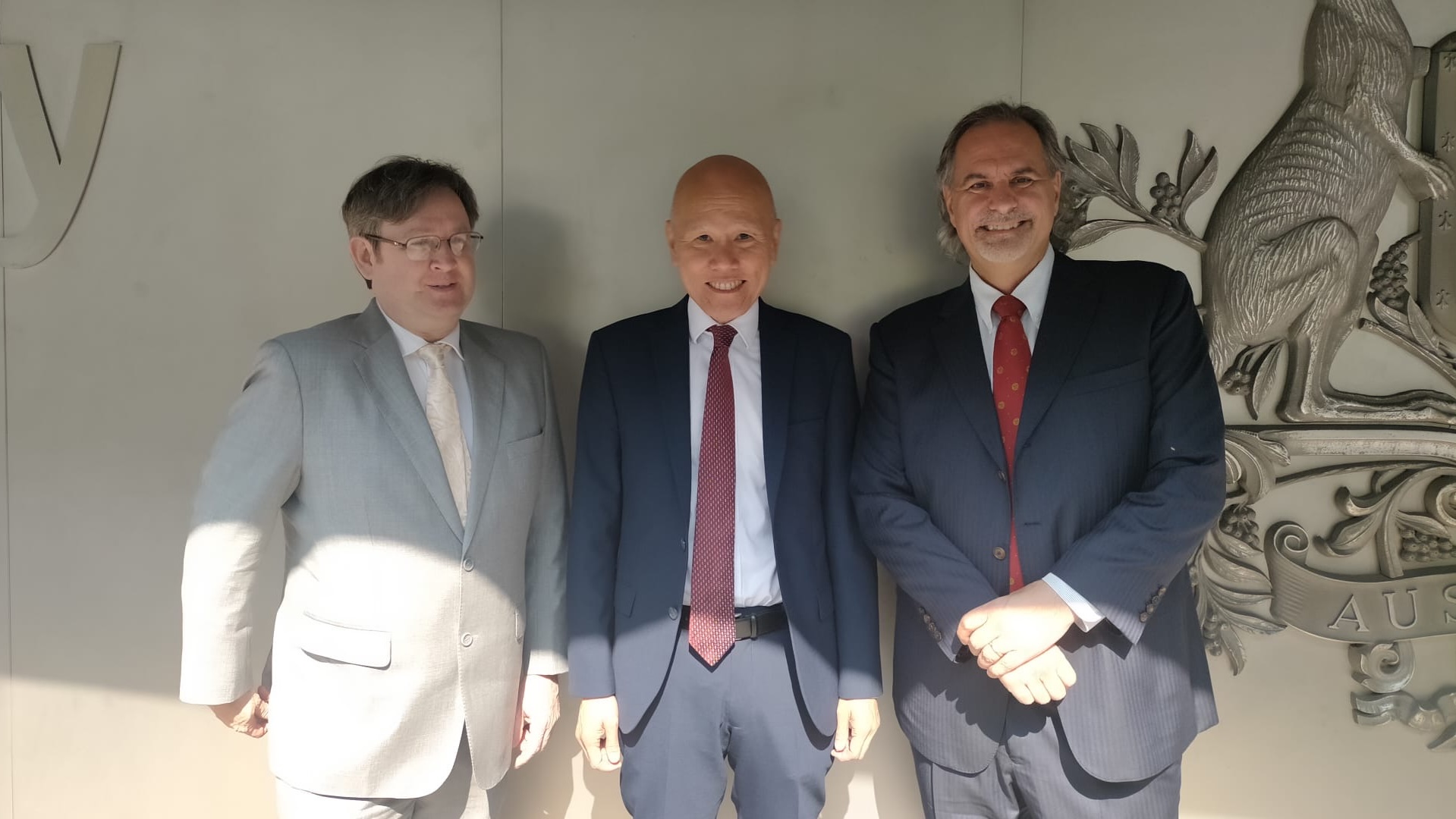 Associate Professor Gerry Nagtzaam, Professor Andrew Choo and Professor Jean Allain from the Faculty of Law at Monash University at the Australian Embassy in Jakarta, Indonesia.