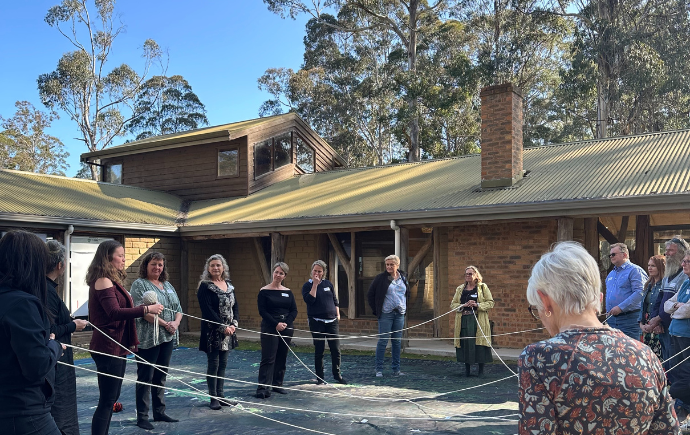 Guests creating a string network at the East Gippsland Showcase