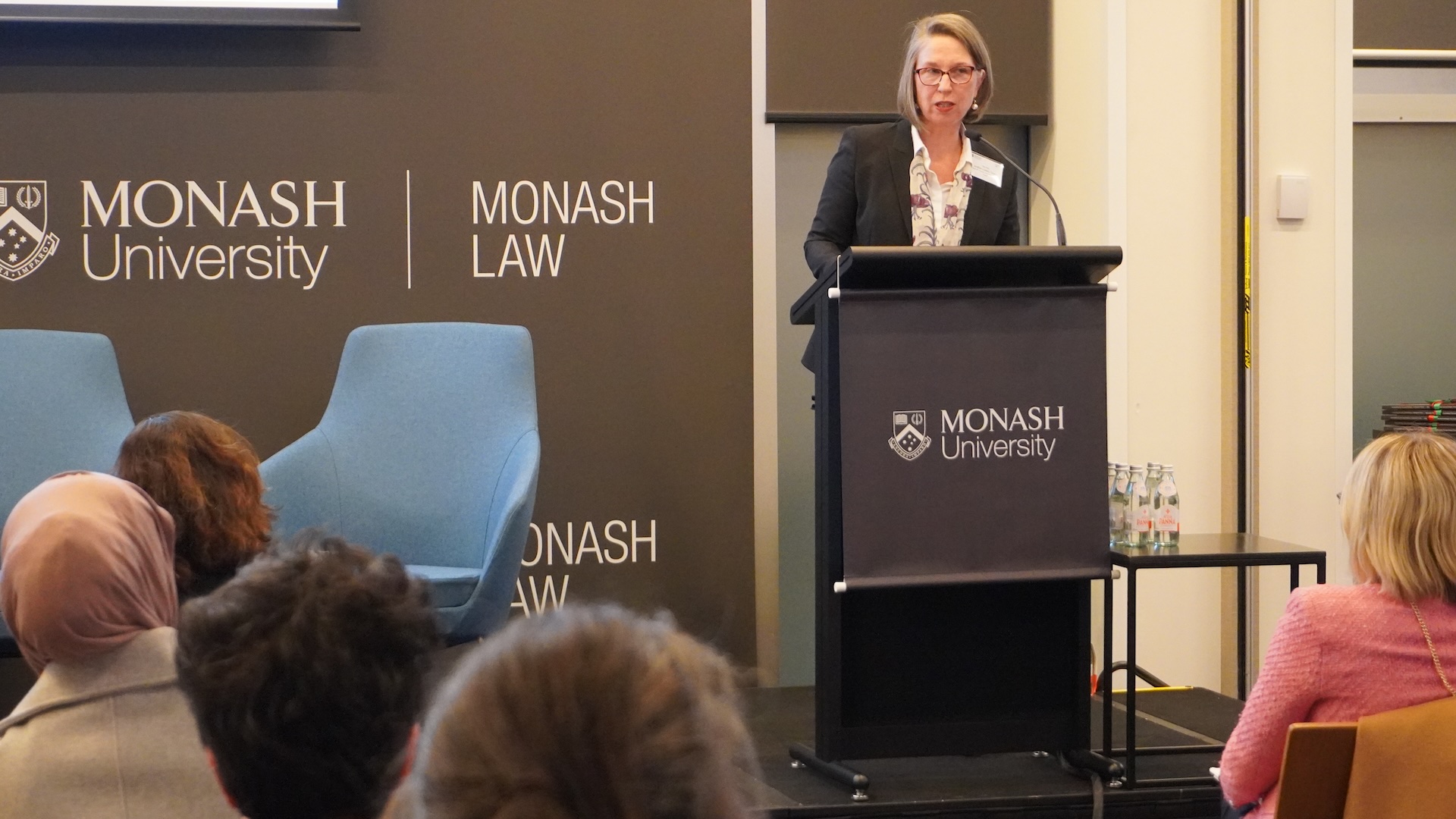 The Honourable Justice Leslie Taylor of the Victorian Court of Appeal delivering a keynote speech at the launch of the Handbook on Universal Jurisdiction.