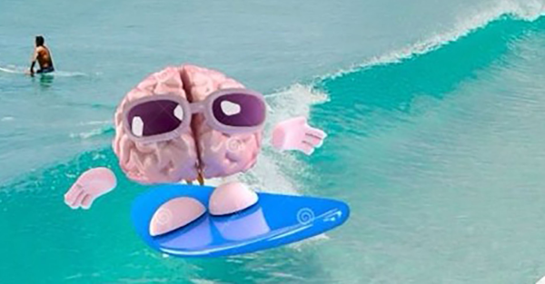 Surfing brain with sunglasses