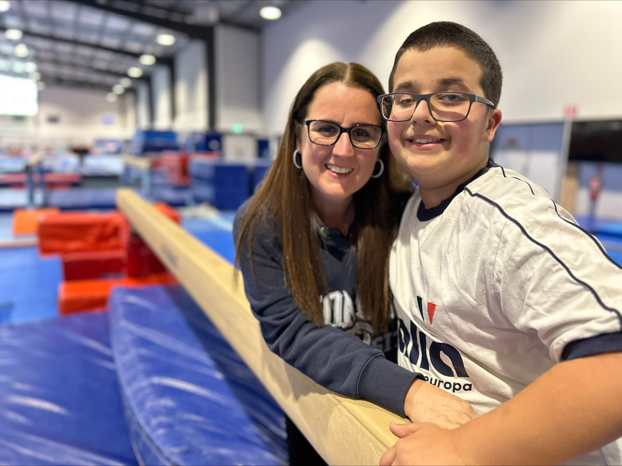 natasha brusco and george during the george's gymnastics program