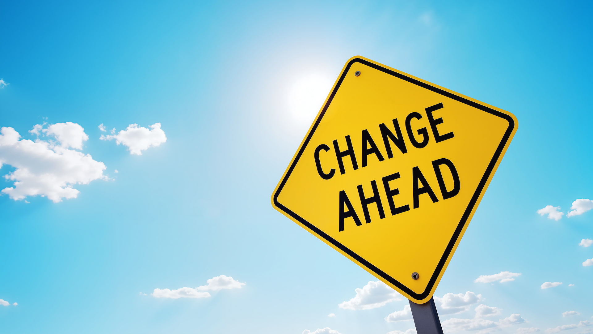 Change ahead roadside sign
