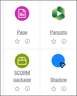 Screenshot of Shadow link in activity picker