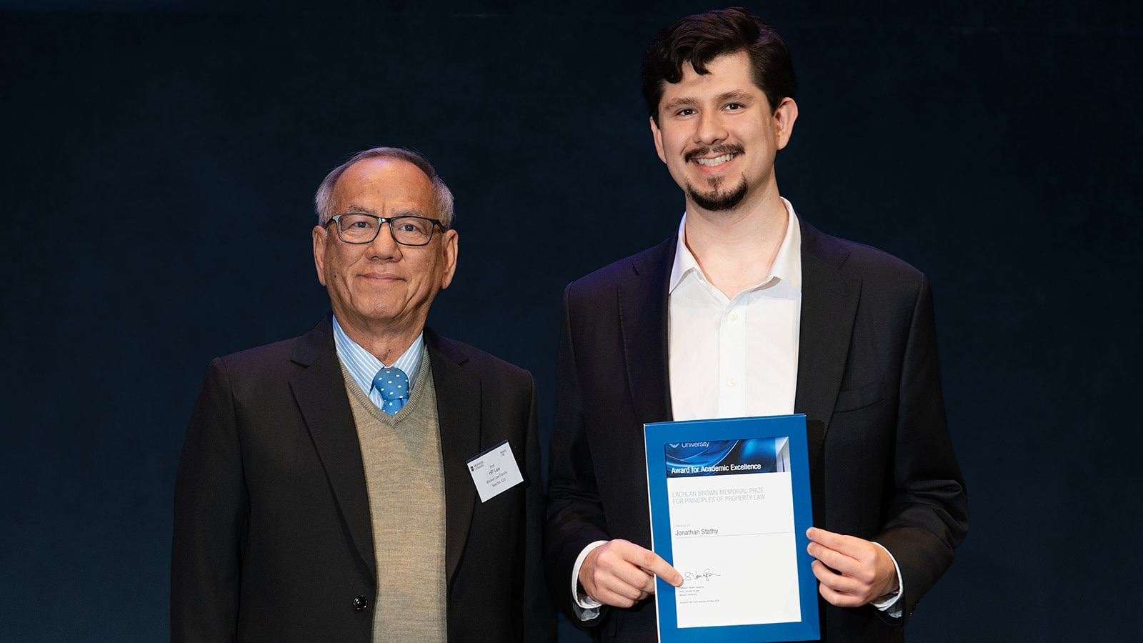 Emeritus Professor HP Lee and Jonathan Christopher Stathy