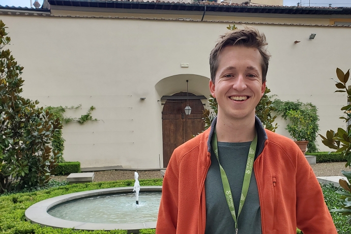 Monash Student Ben Kovacs in the Palazzo Vaj Garden in Prato