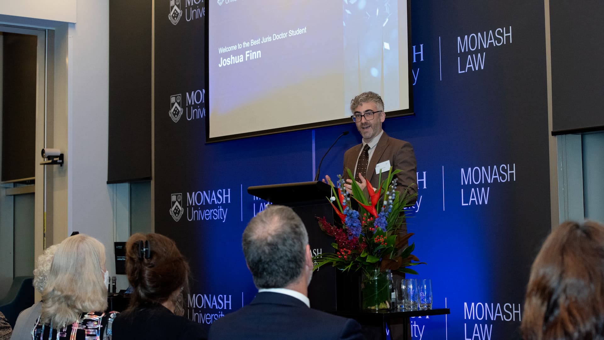 Joshua Finn at the Monash Law Postgraduate Prize Ceremony 2024
