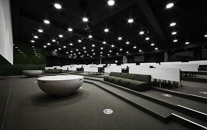 Learning and Teaching Building Tiered Collaborative Space front view