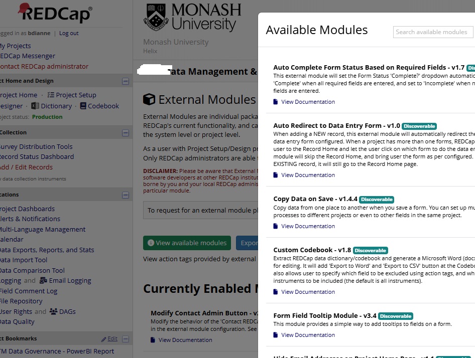How to find external modules on REDCap