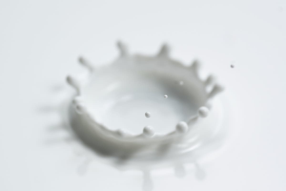close up image of a splash of milk