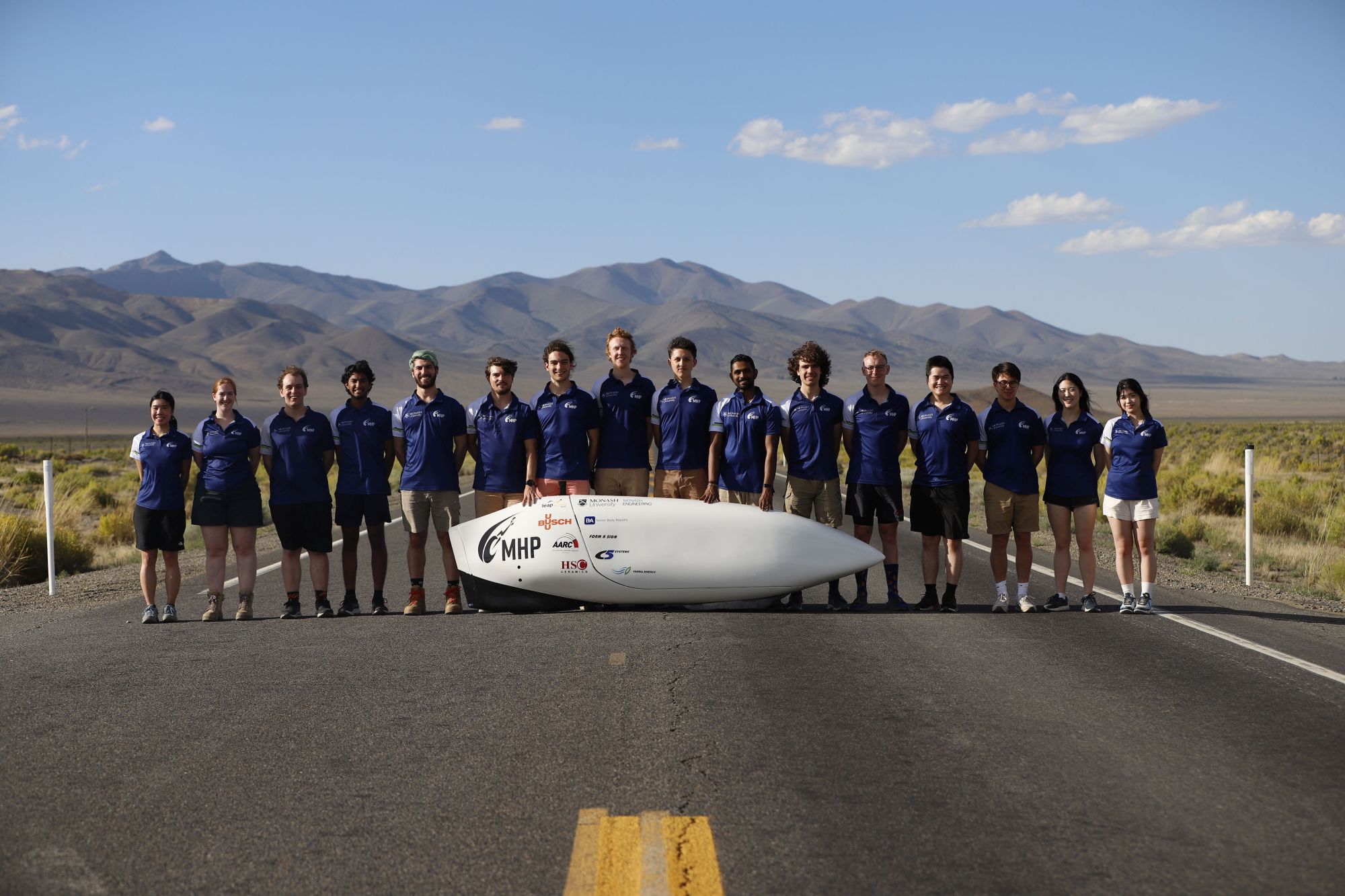 Monash Human Power team members at Battle Mountain