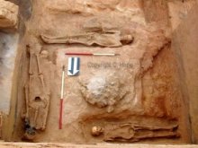 A group of bodies located with the upper burials in Room 2.