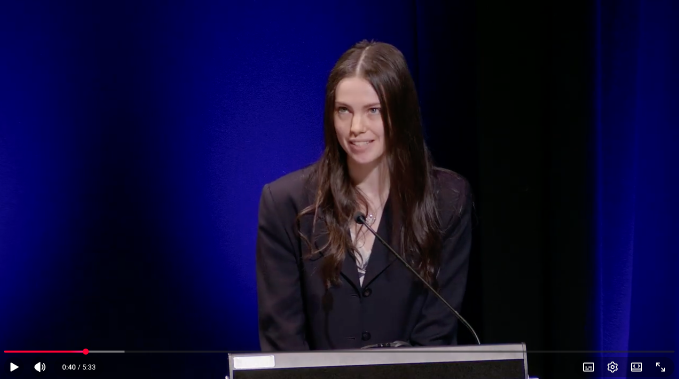 Watch Monash Faculty of Law Prize for Best Bachelor of Laws (Honours) Student, Grace Ficinus&rsquo;s full thank you speech on YouTube.