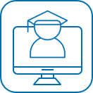Educator head with hat on computer screen outline
