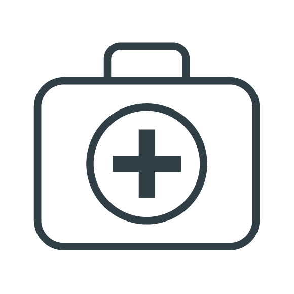 Lineart of briefcase with medical cross on the front