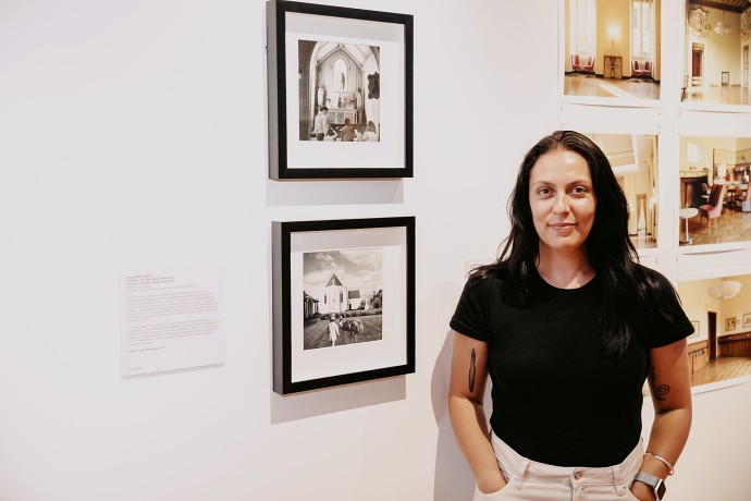 (Image: Hayley Millar Baker with her artworks during the Monash Prato Centre 20th Anniversary celebration held at Monash University in September 2021. Photo by James Thomas) (Image: Hayley Millar Baker with her artworks during the Monash Prato Centre 20th Anniversary celebration held at Monash University in September 2021. Photo by James Thomas)