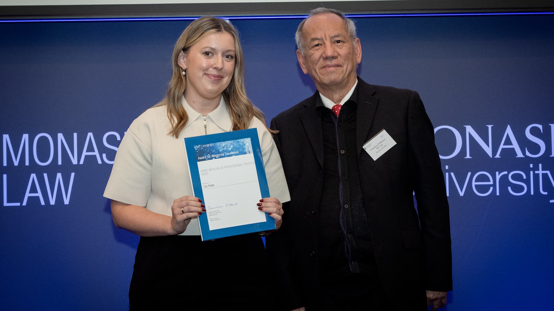 Lily Polak at the Monash Law Postgraduate Prize Ceremony 2024