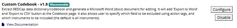 Custom Codebook external module in REDCap
