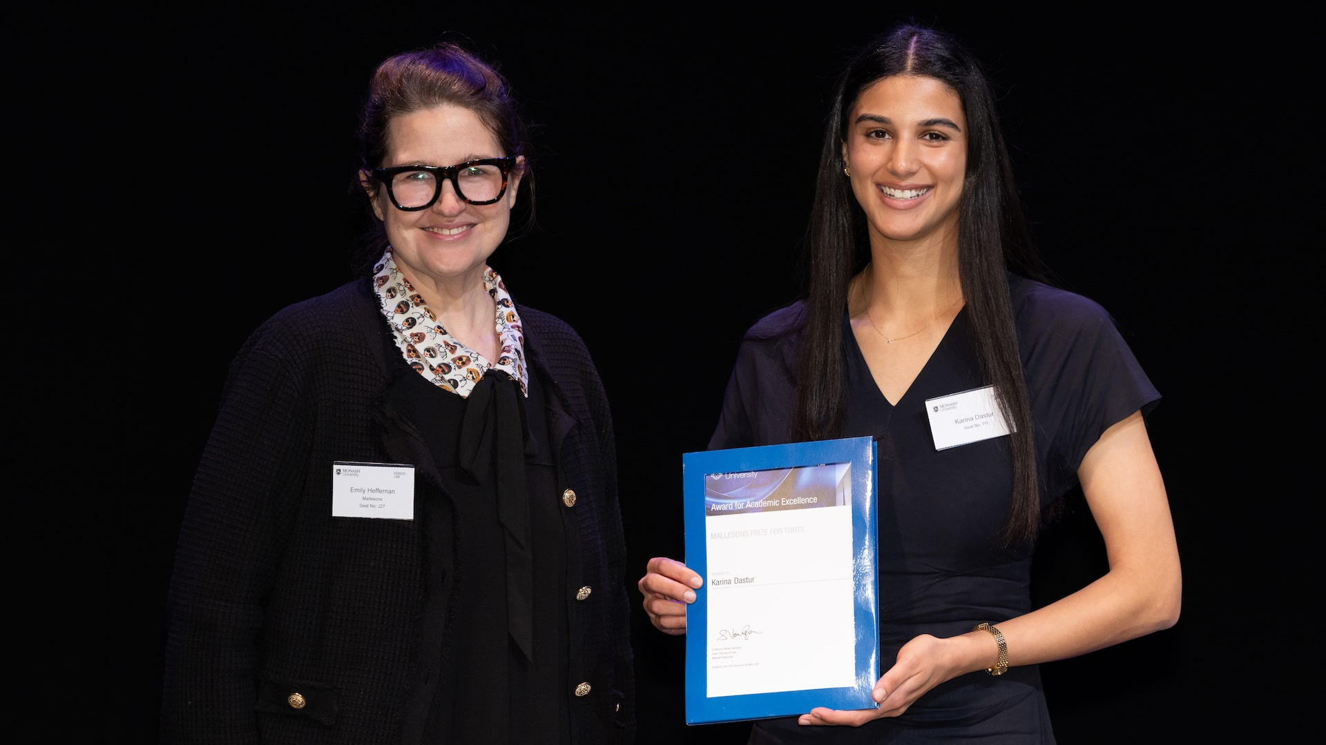 Emily Heffernan from Mallesons and Karina Ava Dastur.