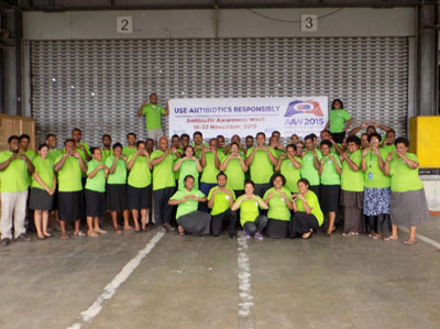 The staff of FPBSC at the start of Antibiotic Awareness Week, taken at FPBSC